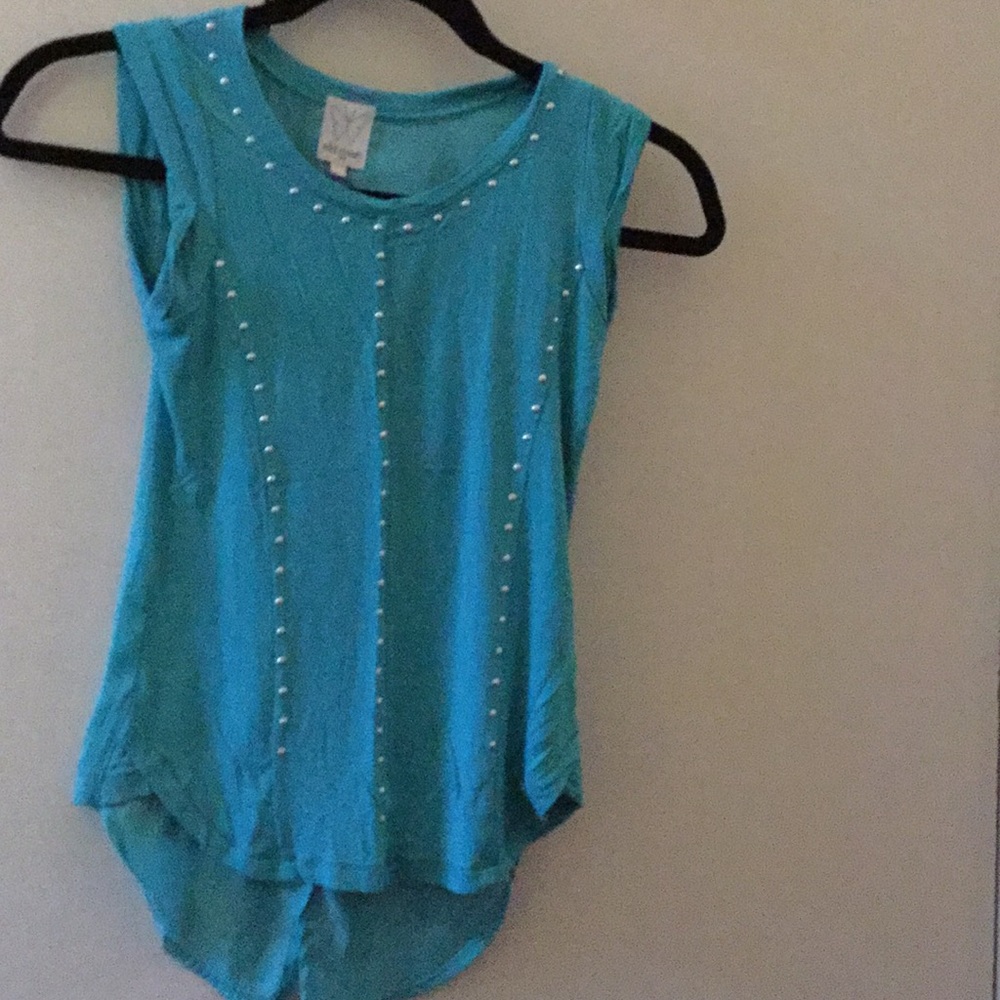 Teal shirt with beads